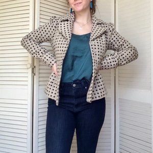 Tan polka-dot peplum stule blazer